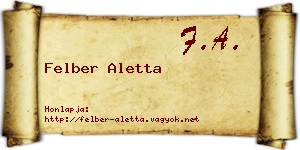 Felber Aletta névjegykártya